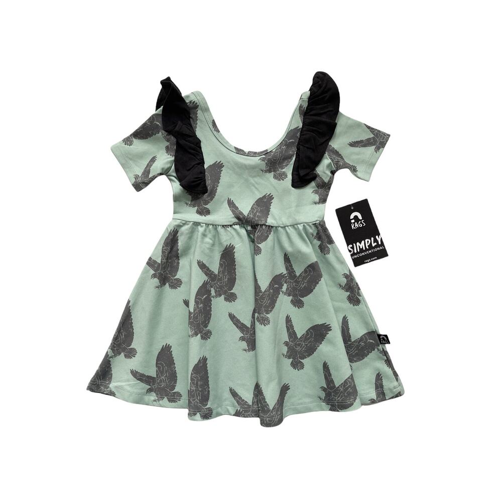 NWT Rags Eagle Shirt Sleeve Ruffle Swing Dress Size 2T